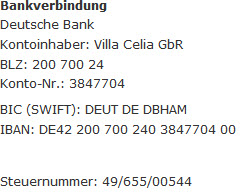 bankverbindung bank Celia sellin